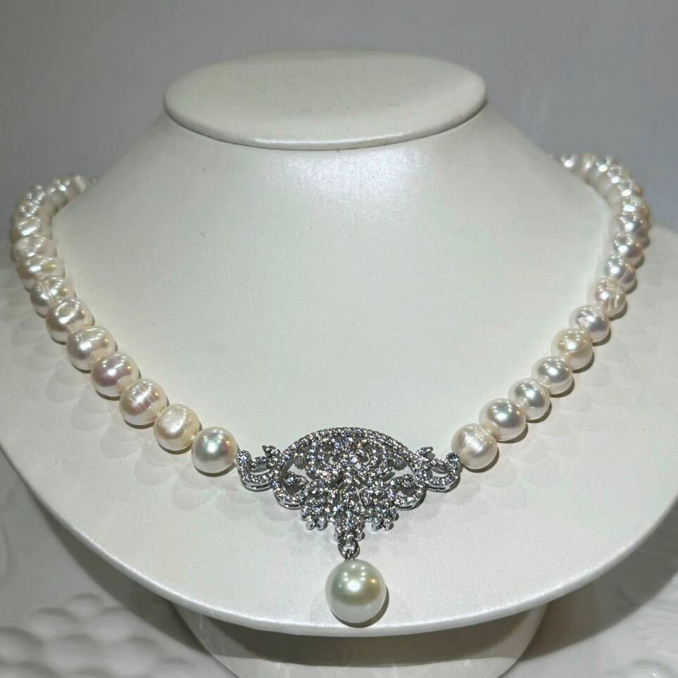 本真珠ネックレス11mm 天然パール10mm 42cm デザインパールネックレスnecklace jewelry Pearl _画像1