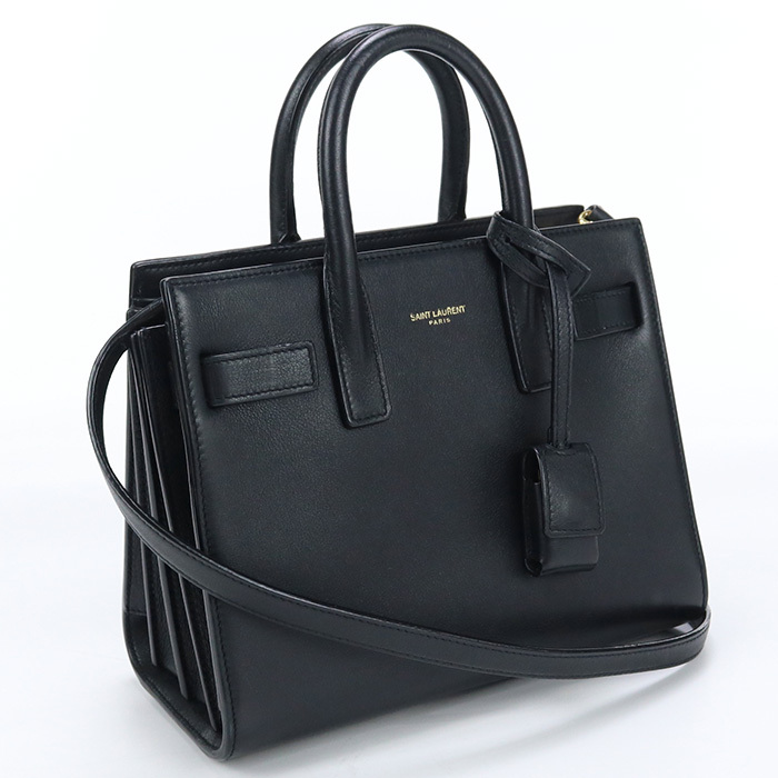 中古良品サンローランSAINT LAURENT サック ド ジュール ナノ ハンドバッグ 398711 ブラック ランク：A us-2 2WAY ショルダー レディース_画像1