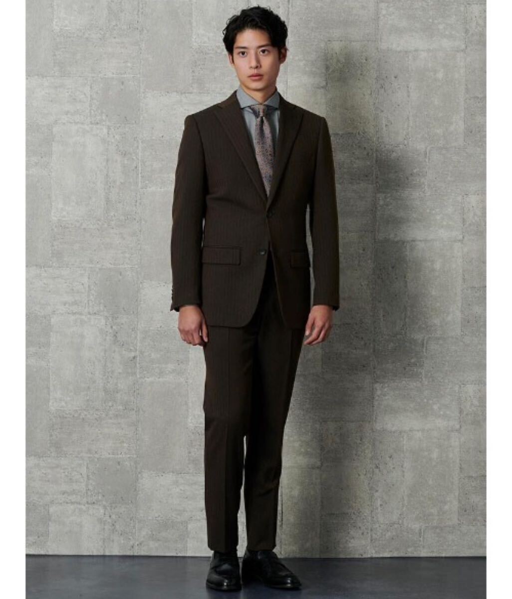 1円スタート　Perfect suit factory 限定スーツ ウールライク ブラウン_画像2