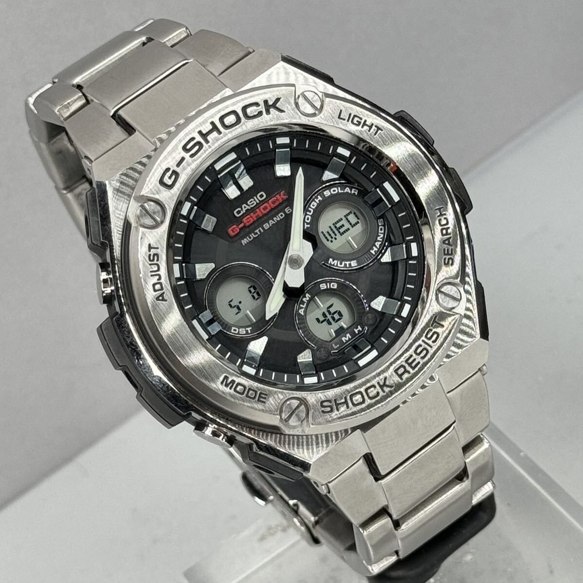 極美品 G-SHOCK GST-W310D-1AJF G-STEEL/Gスチール タフソーラー 電波受信 電波ソーラー マルチバンド6 アナデジ メタルバンド ブラックの画像2