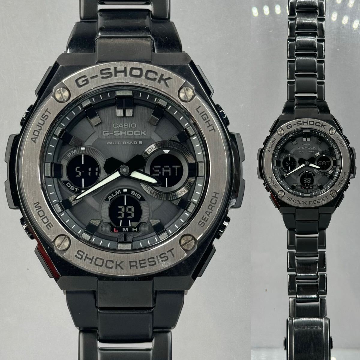 美品 G-SHOCK GST-W110BD-1AJF G-STEEL/Gスチール タフソーラー 電波受信 電波ソーラー マルチバンド6 メタルバンド ブラック_画像3