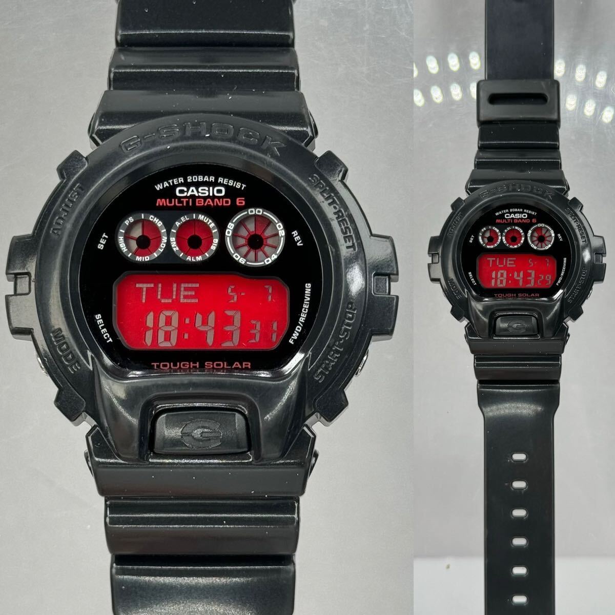 良品 G-SHOCK GW-6900CC-1JF タフソーラー 電波受信 電波ソーラー マルチバンド6 グロスブラック カラー反転液晶 レッド 三つ目 オリジン_画像3