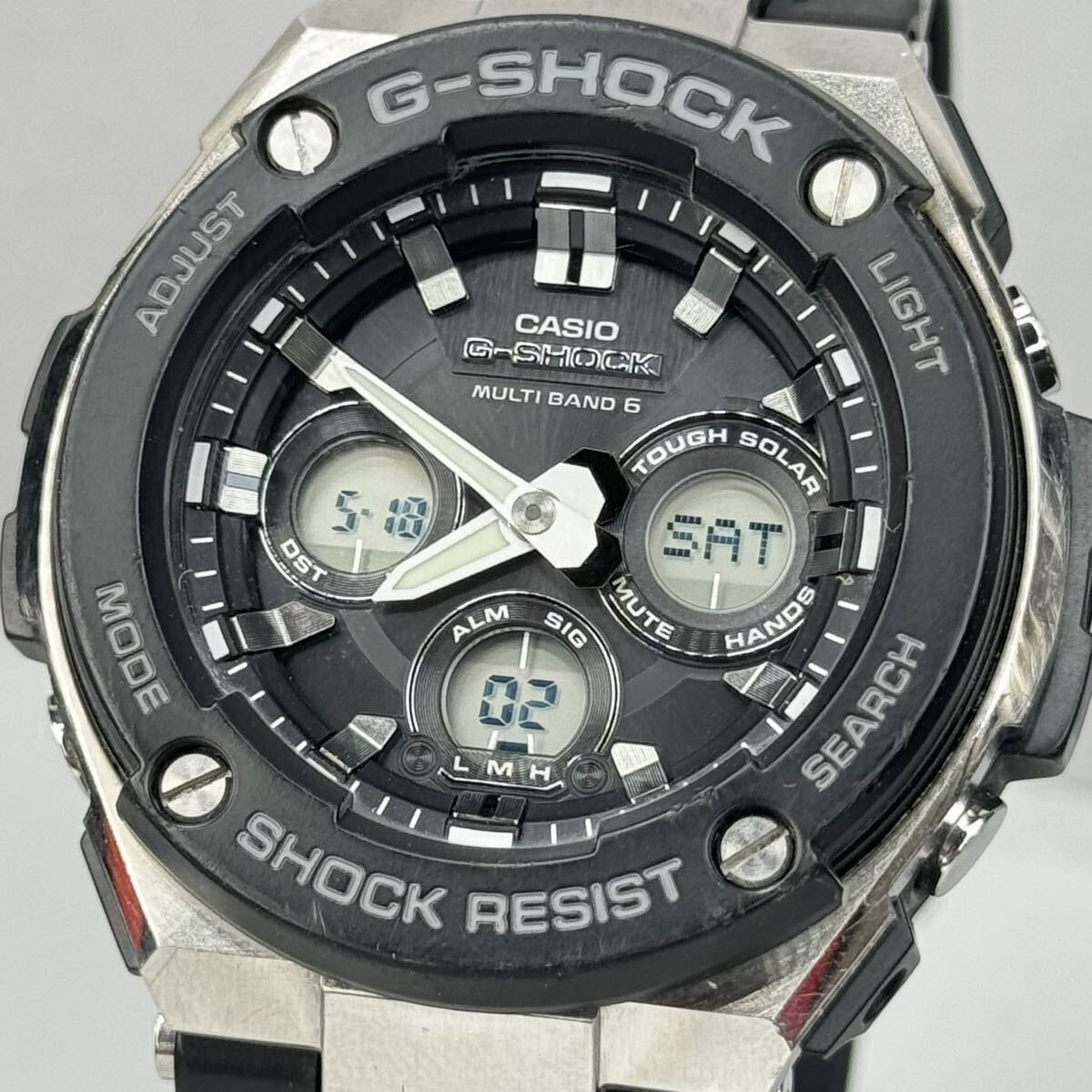  прекрасный товар G-SHOCK GST-W300G-1AJF G steel G-STEEL жесткий солнечные радиоволны прием радиоволны солнечный многополосный 6 дыра teji черный серебряный 