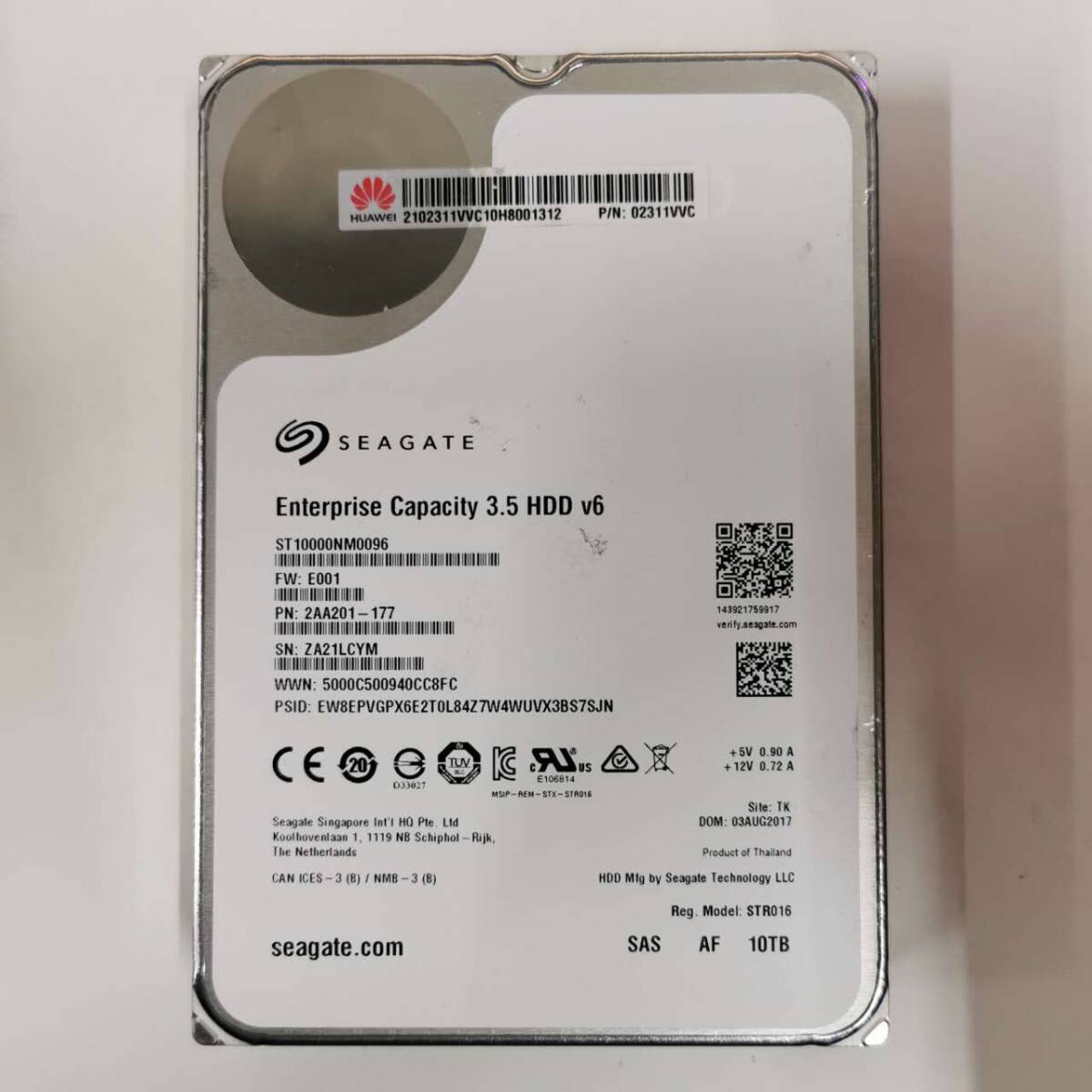 ジャンク品　Seagate Enterprise Capacity ST10000NM0096 10TB エンタープライズ 7.2K 12GB/S 256MB 3.5インチ SAS ハードドライブ_画像1