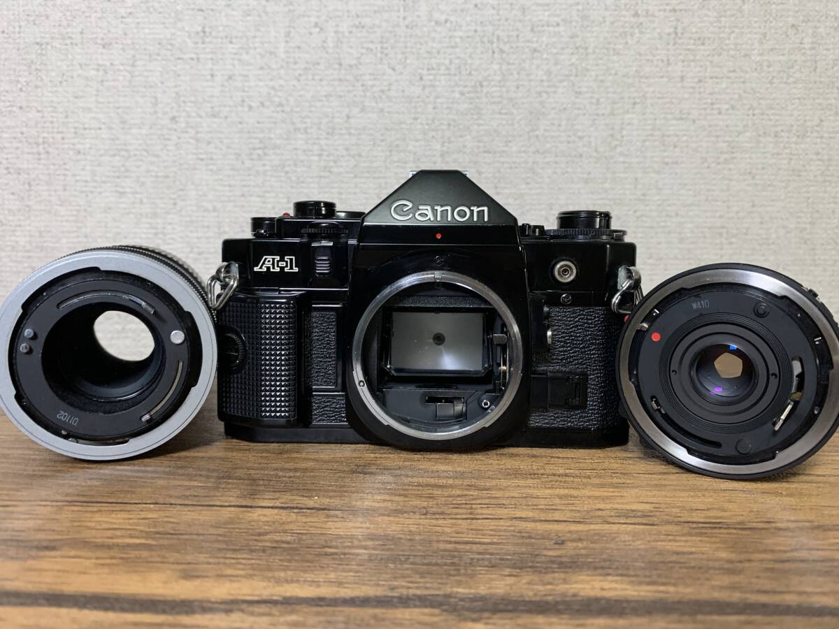 キャノン Canon A-1 フィルムカメラ New FD 28mm f/2.8 / 200mm f/4 S.S.C. レンズ シャッター鳴き無し 速度変化 露出計点灯確認 ジャンクの画像7