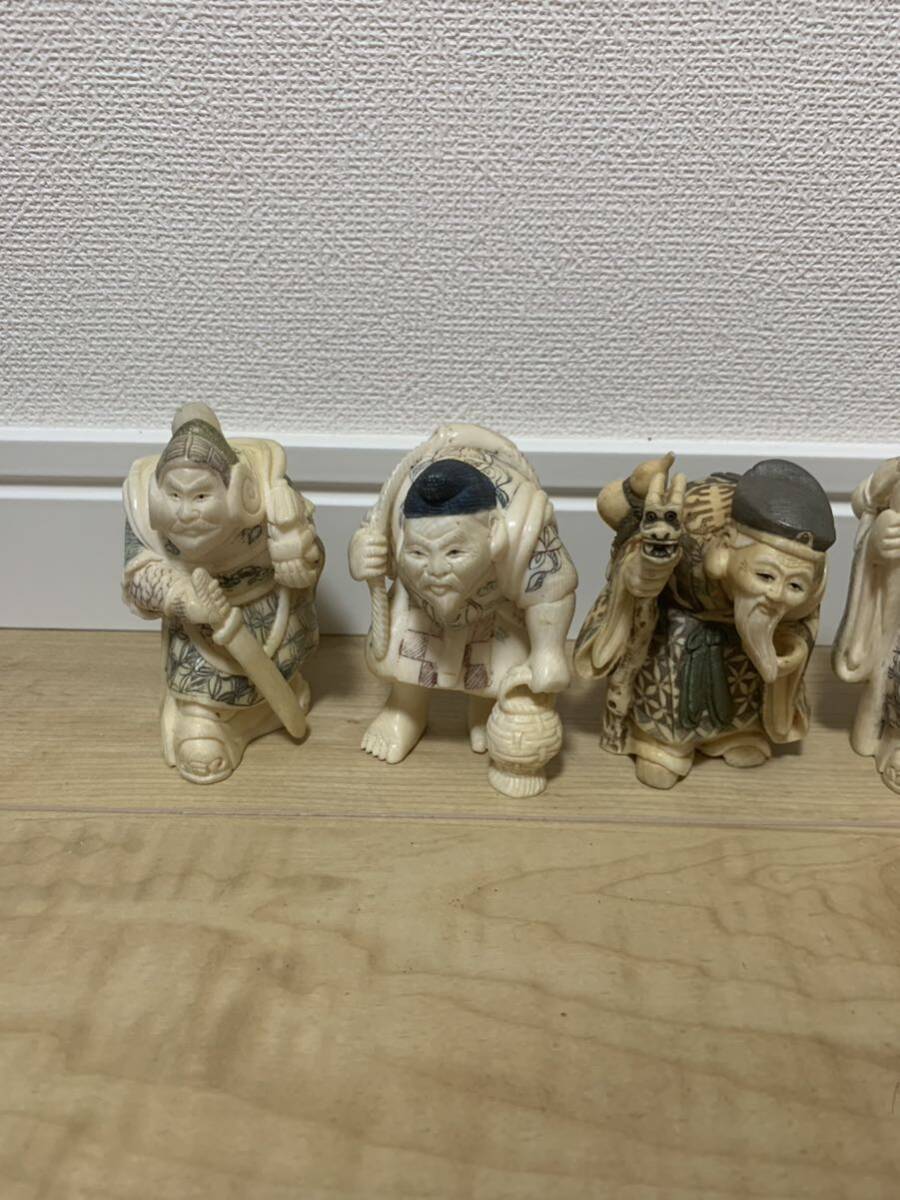  ivory manner China ornament god Seven Deities of Good Luck .. thing objet d'art that time thing 