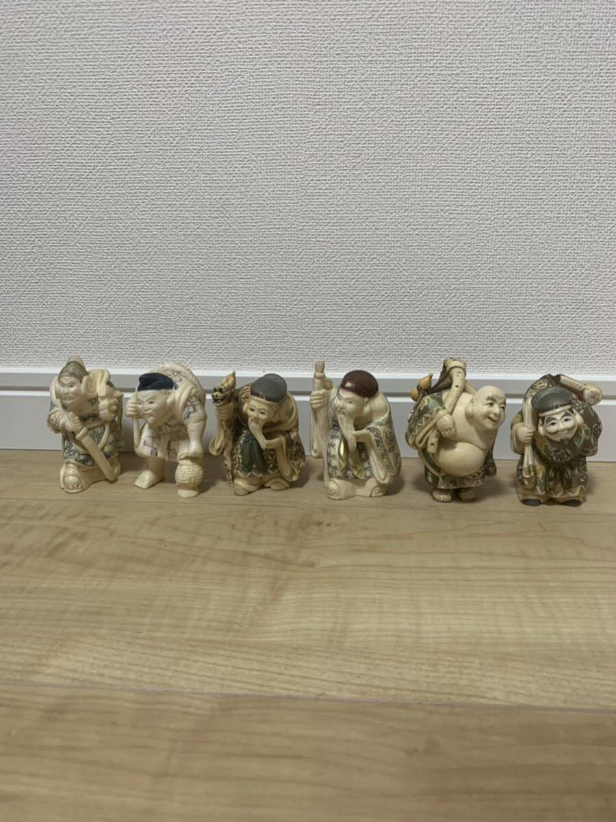  ivory manner China ornament god Seven Deities of Good Luck .. thing objet d'art that time thing 