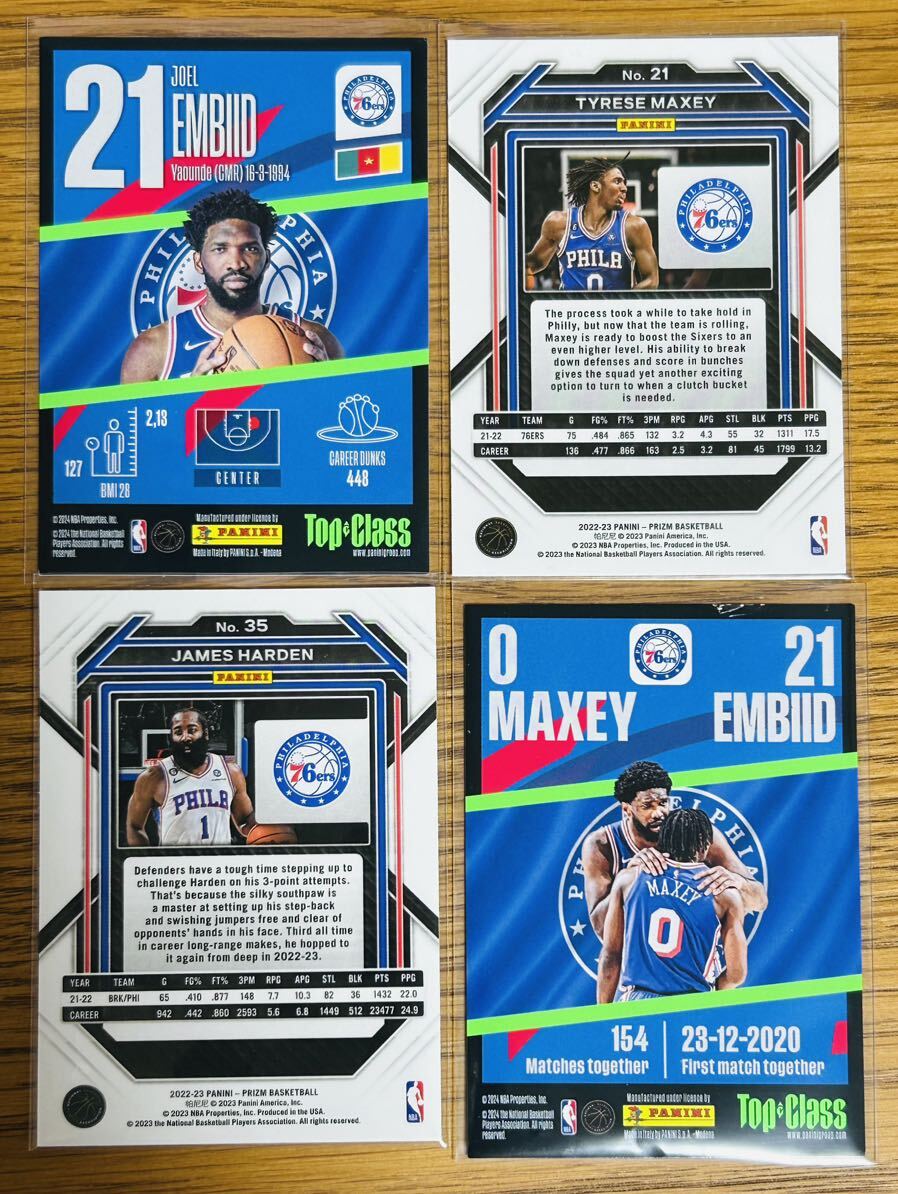 76ers 4枚セットTyrese Maxey / Joel Embiid / James Hardenの画像2