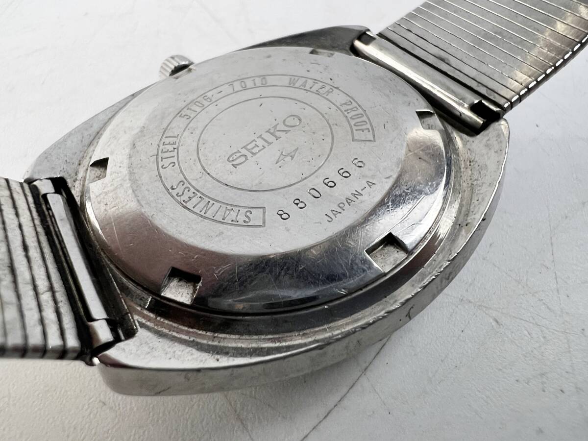 SEIKO セイコー SEIKOMATIC-P セイコーマチック 5106-7010 AT 自動巻き 33石 ネイビー系 デイデイト メンズ 腕時計 ビンテージの画像6