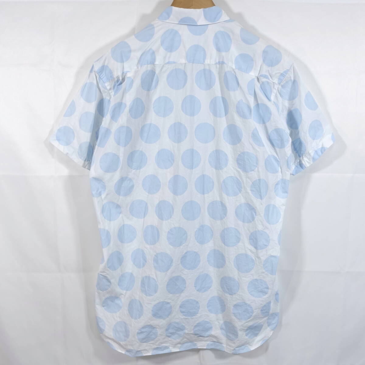 【美品】コムデギャルソンシャツ 水玉半袖シャツ COMME des GARCONS SHIRT サイズＭ 白水色の画像8