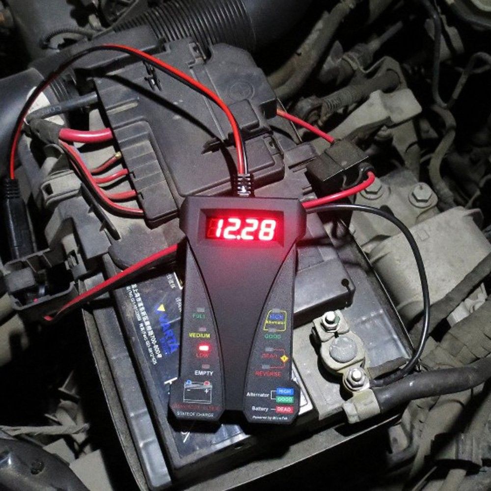 12V スマートデジタル バッテリー テスター 電圧計 オルタネータ アナライザ オートバイ ボート