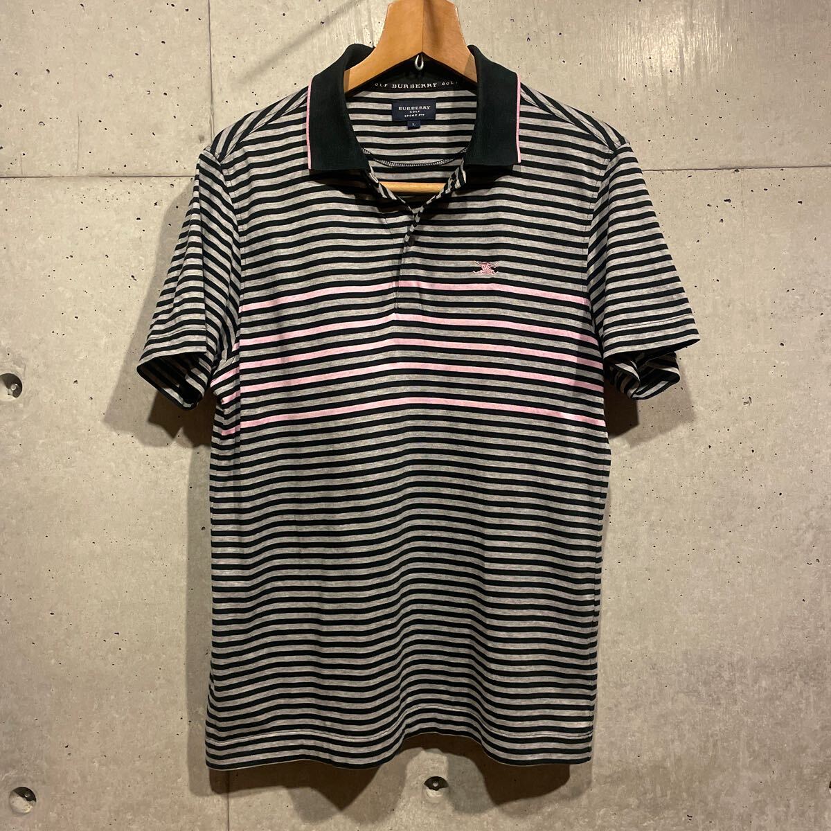 BURBERRY GOLF（バーバリーゴルフ）ポロシャツ ボーダー 半袖　ゴルフウェア　サイズL_画像2