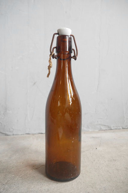 アンティーク　フランス　ガラスボトル　B [kt3-208]　ビール瓶　ビン　店舗什器_画像1