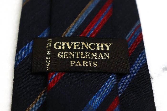 ジバンシィブランドネクタイシルクストライプ柄メンズネイビーGIVENCHY【中古】