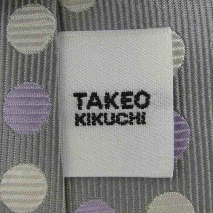 タケオキクチブランドネクタイドット柄シルクメンズグレーTAKEO KIKUCHI【中古】