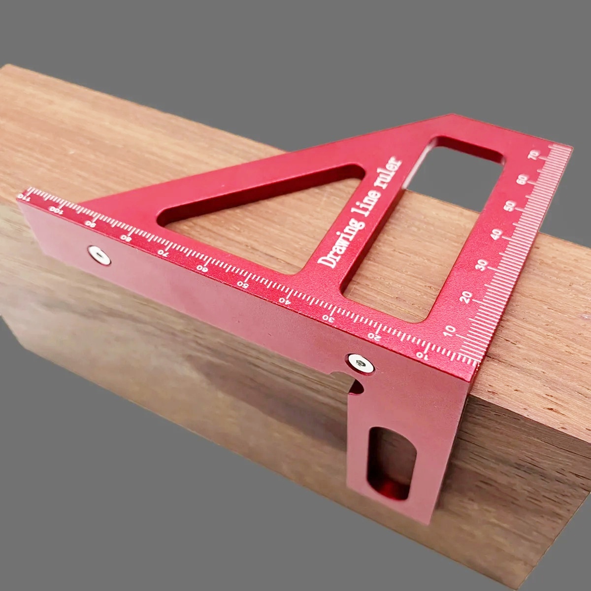 数量限定 木工 直角定規 木工用 レッド 90度 アルミニウム合金 スケール 定規 アルミ合金 三角定規 DIY 大工道具 木材加工 送料無料の画像3