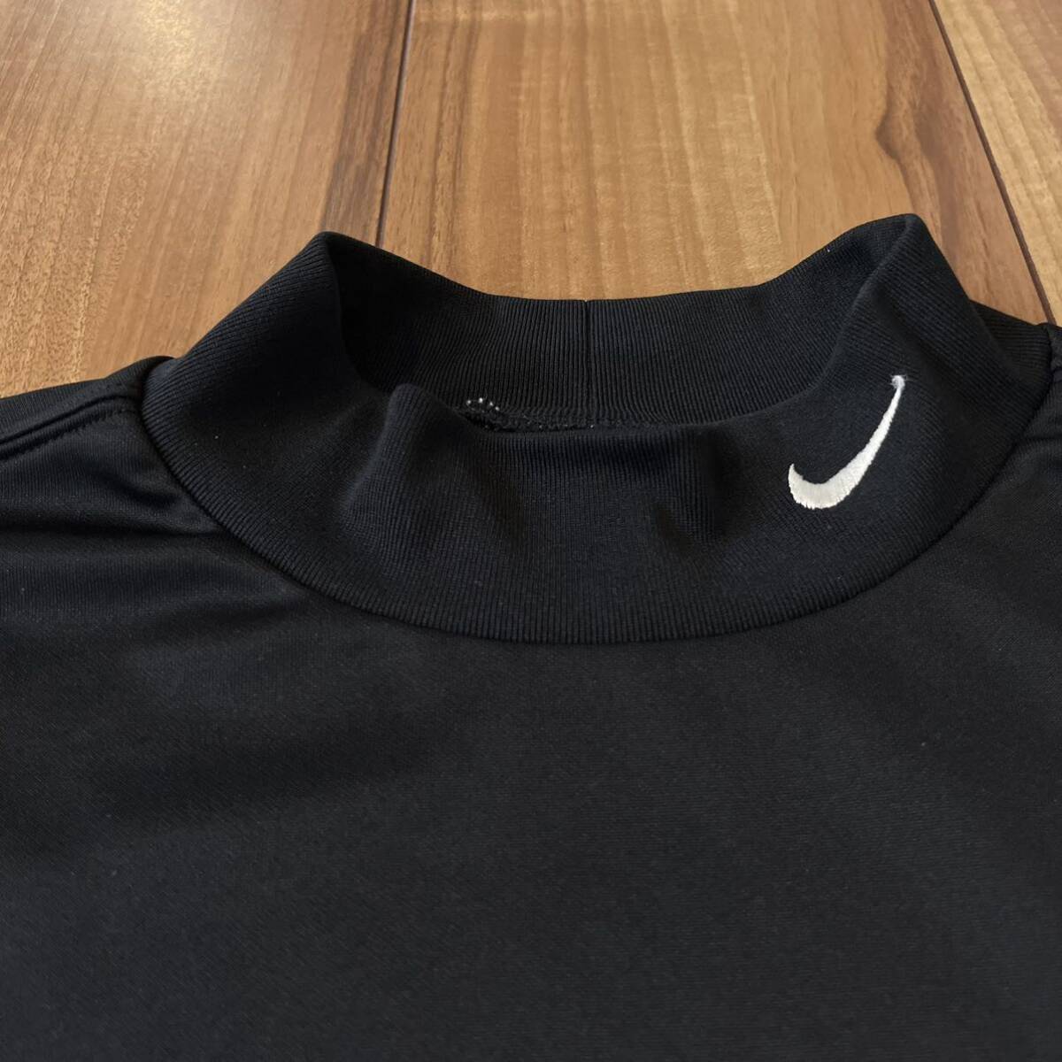 90s NIKE golf ナイキゴルフ 半袖シャツ モックネック 刺繍ロゴ DRI-FIT ポリエステル ヴィンテージ ゴルフ 日本製 サイズM 玉mc2837_画像5