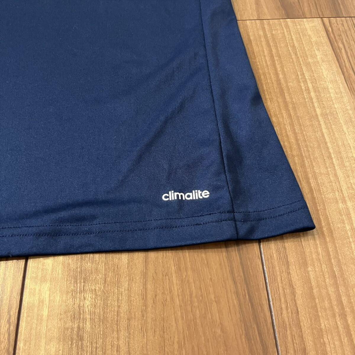 adidas アディダス 半袖シャツ Tシャツ ポリエステル ツートン climalite プリントロゴ ネイビー ブルー サイズ0 玉mc2836_画像10