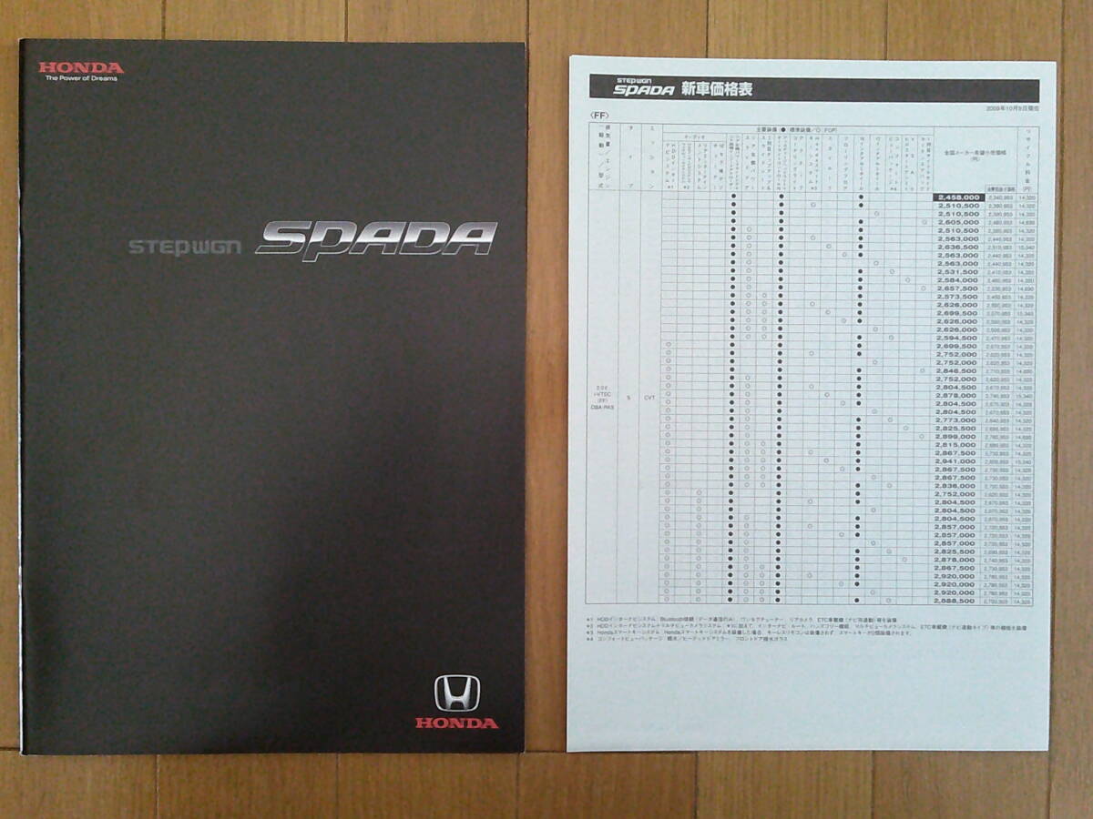 ** Stepwagon Spada (RK5/6 type первый период ) каталог 2009 год версия 30 страница с прайс-листом . Honda 5 номер минивэн **