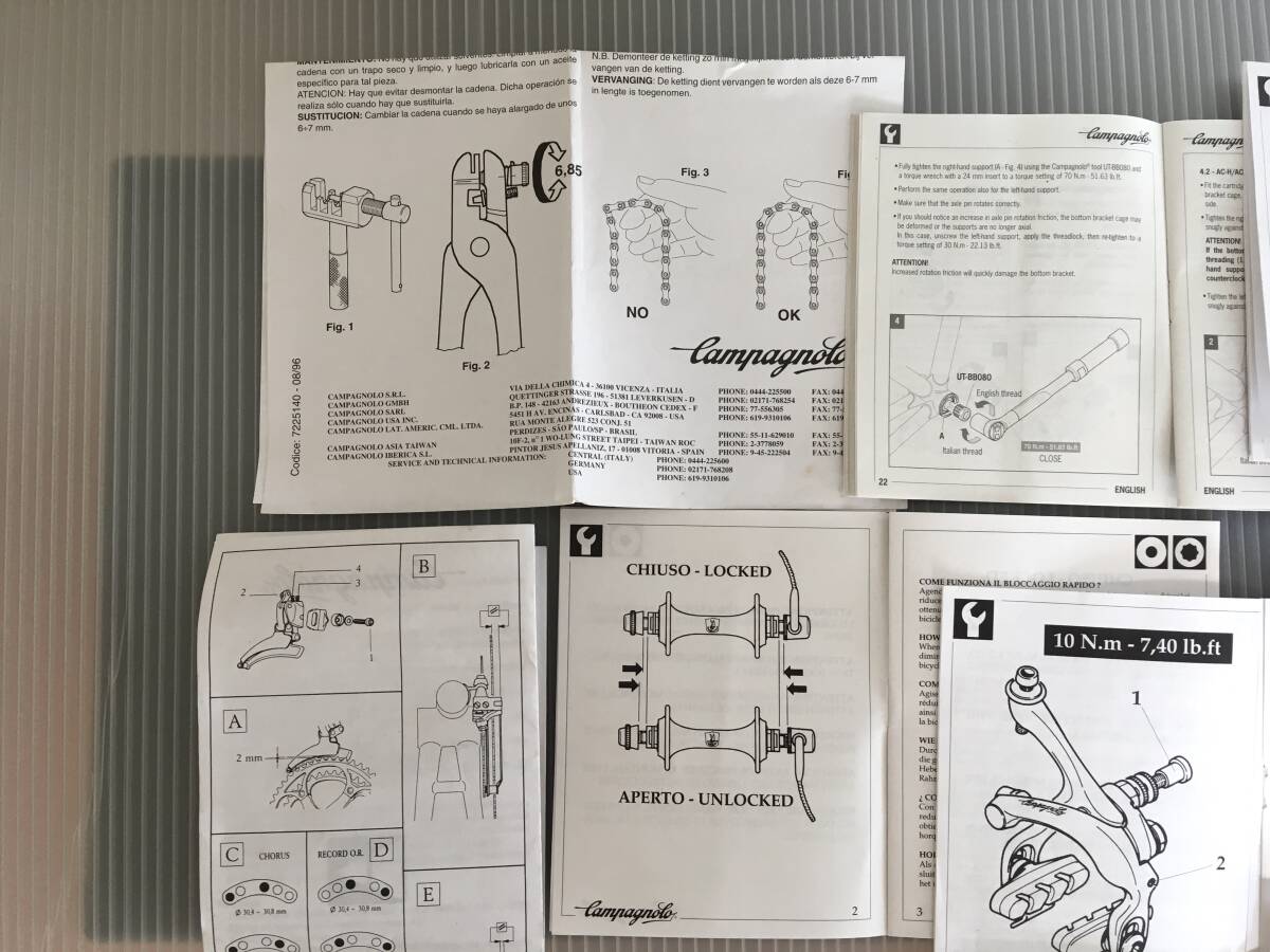 カンパ レコード 9速 マニュアル 説明書　小冊子など 10冊・ CAMPAGNOLO (カンパニョーロ ) RECORD 9S 取り扱い説明書（MADE IN ITALY）_画像2