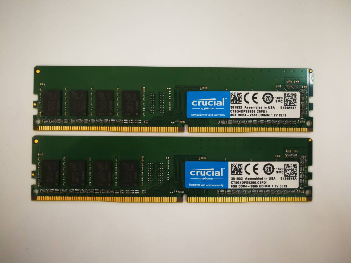 保証あり crucial製 DDR4-2666 PC4-21300 メモリ 8GB×2枚 計16GB デスクトップパソコン用_画像1