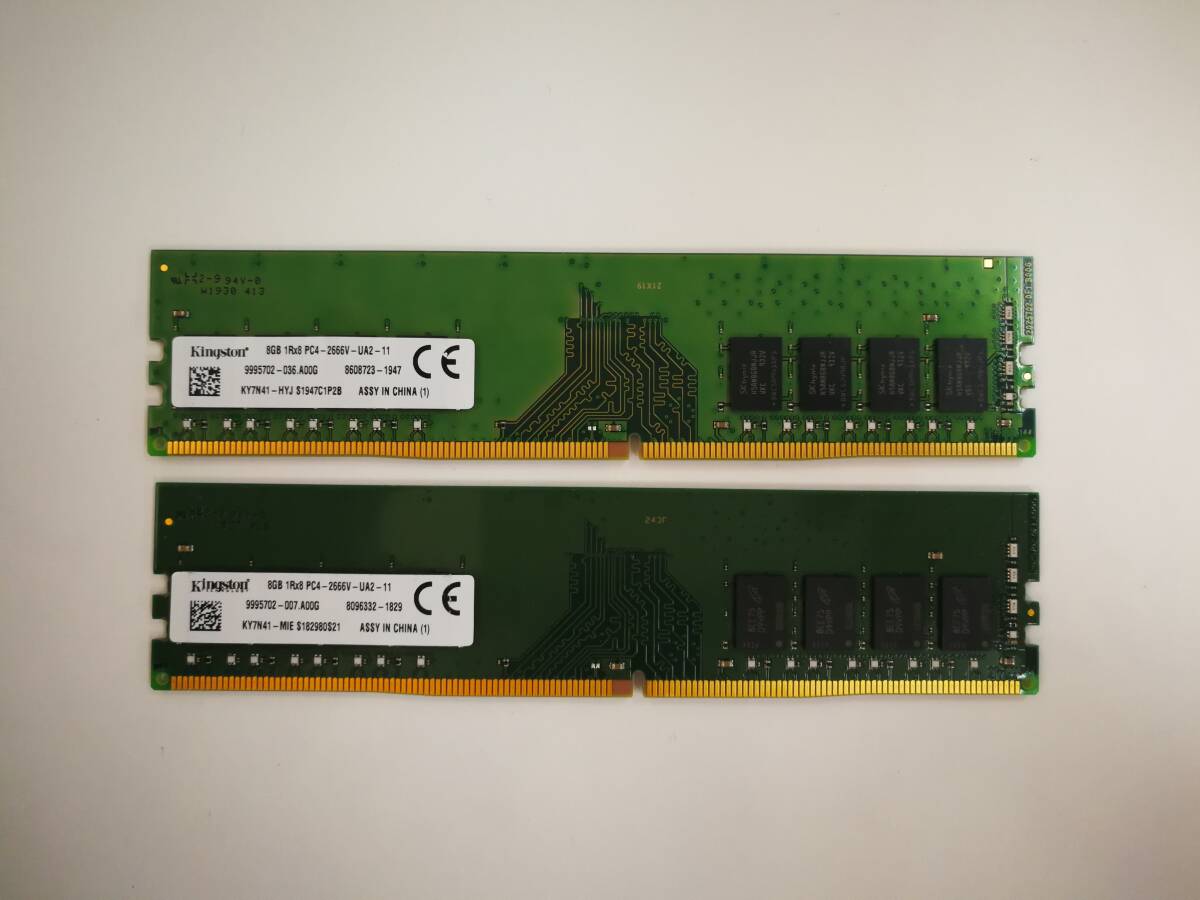 保証あり Kingston製 DDR4-2666V PC4-21300 メモリ 8GB×2枚 計16GB デスクトップパソコン用_画像1