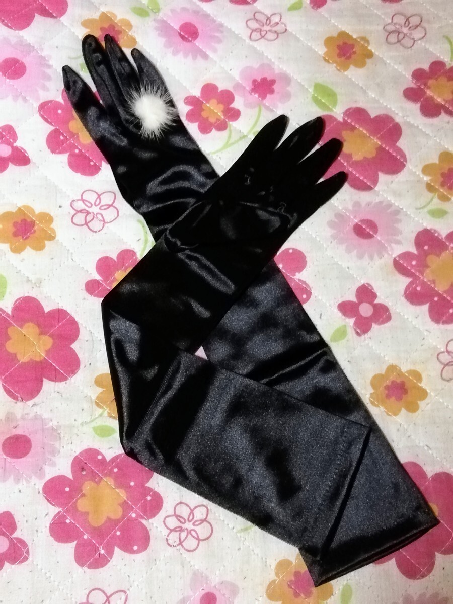  свадьба перчатка атлас перчатка чёрный 47cm