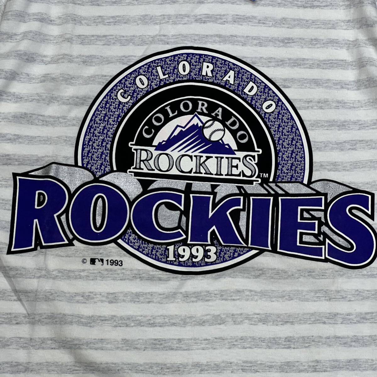 90s deadstock coloradorockies Tシャツ ボーダー　USA製　アメリカ製　MLB コピーライト付き　vintage ビンテージ_画像6