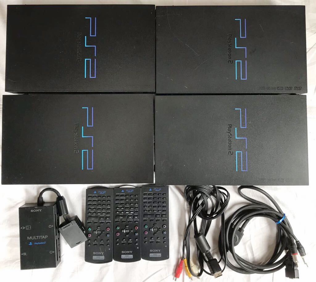 SONY ソニー PlayStation2 プレステ2 ブラック SCPH-10000 SCPH-15000 SCPH-18000 ジャンク ゲーム機 リモコン ケーブル まとめの画像2