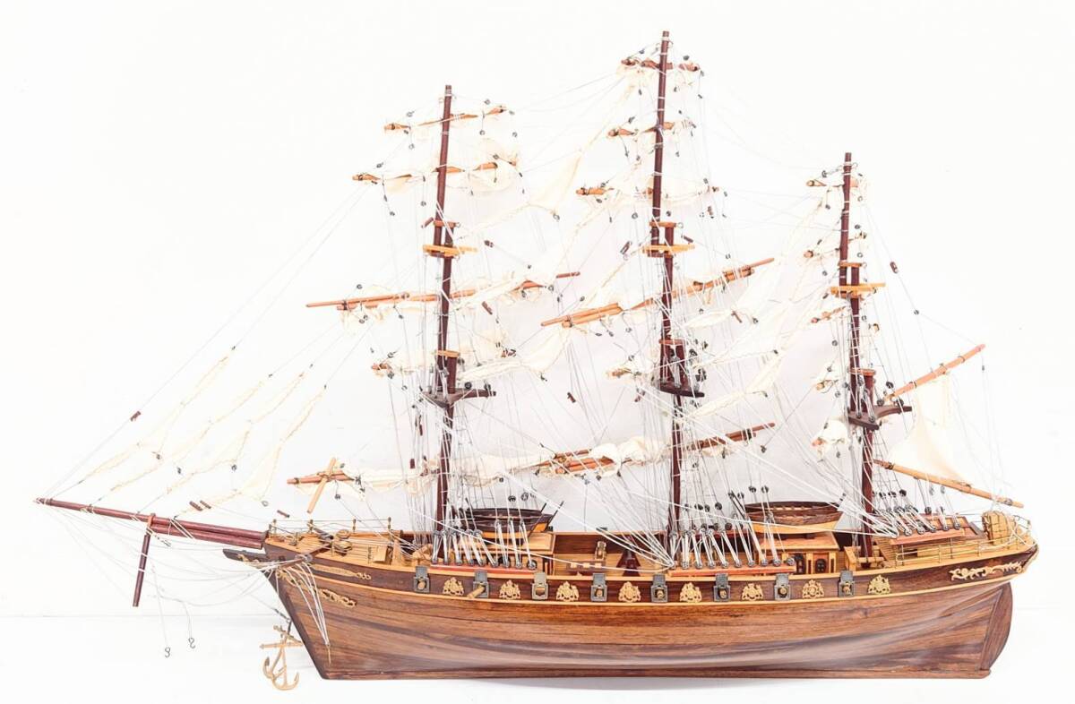 K315-W7-1178 帆船模型 完成品 Cutty Sark カティーサーク モデルシップ 木製 全長約58cm 三辺約155cm 船 イギリス船 洋風 西洋④_画像1