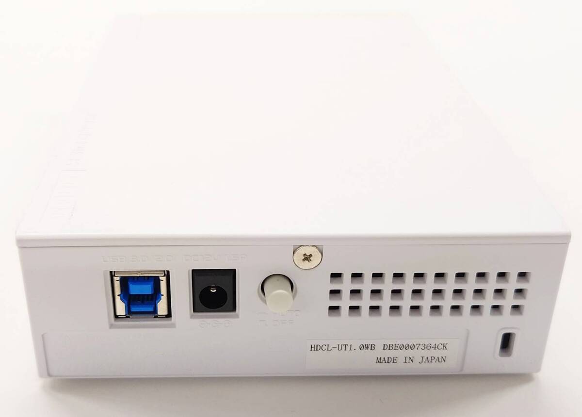 N327-W7-1296 アイオーデータ 外付けハードディスク 1TB USB3.0 超高速転送 HCDL-UT1 ホワイト 箱・付属品有り 通電確認済み④の画像4