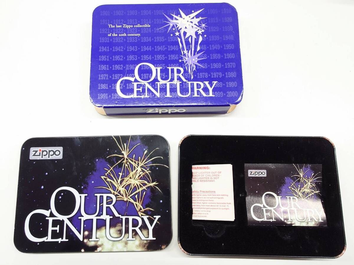 P323-G1-952▲ZIPPO ジッポー OUR CENTURY アワーセンチュリー シルバー 1999年製 缶ケース付き 喫煙グッズ 未使用④_画像10