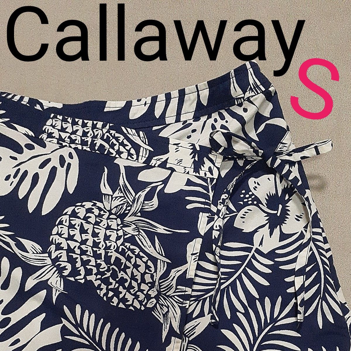 【超美品】Callaway　キャロウェイ　ラップスカート　ハーフパンツ　キュロット　 GOLF　ハワイ　ハイビスカス　レディースS