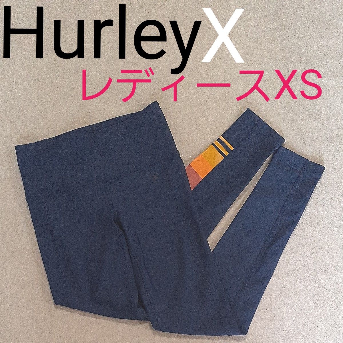 【美品】HurleyX スポーツレギンス スパッツ コンプレッションタイツ　紺　レディースXS　ランニング　マラソン　ジョギング