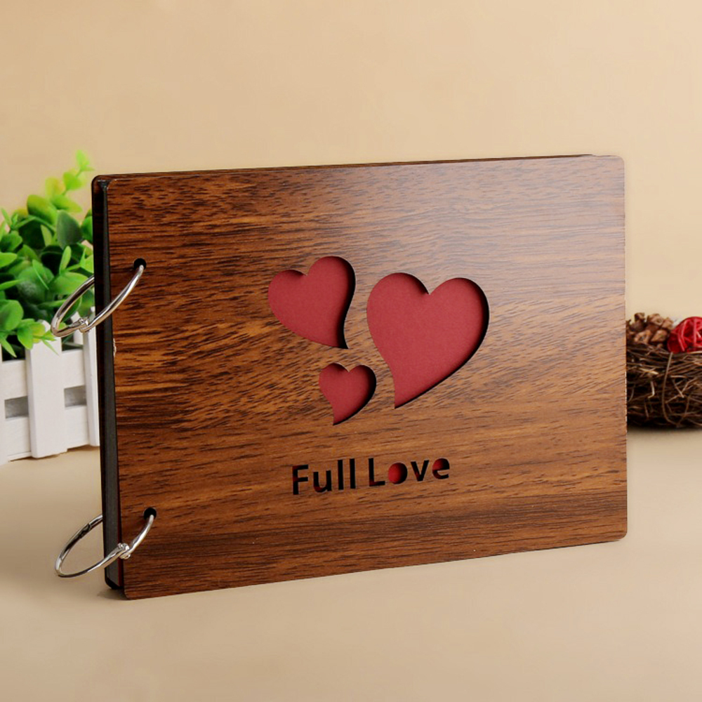 * FULLLOVE * DIY manner album cover photo book wooden photo album wooden album lovely photograph photo adjustment stylish 