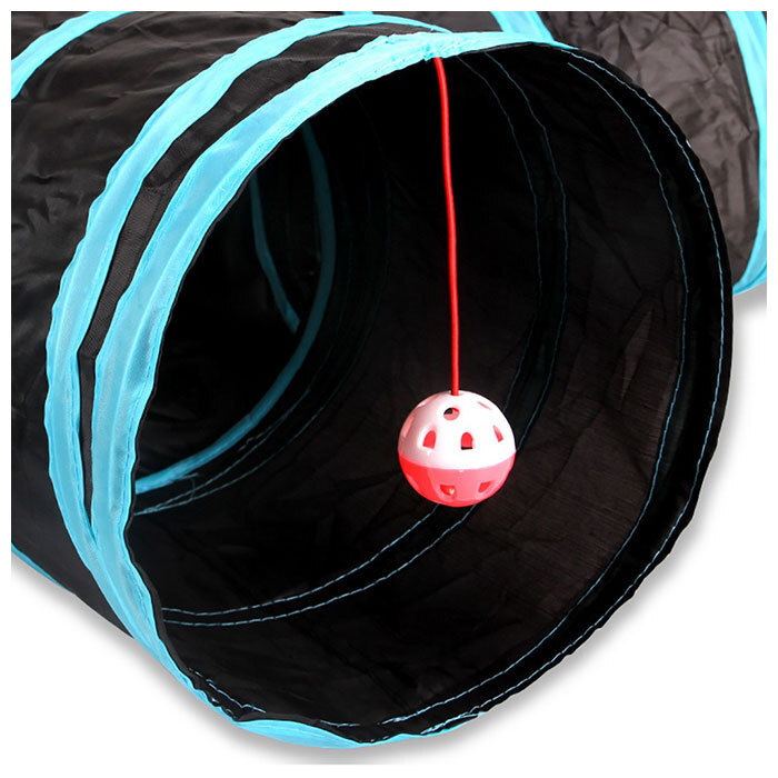 ☆ ブラック×ブルー 猫 トンネル 通販 おもちゃ 一人遊び 玩具 猫用 ねこ ネコ 5道 折りたたみ コンパクト 折り畳み キャットトンネル お_画像7
