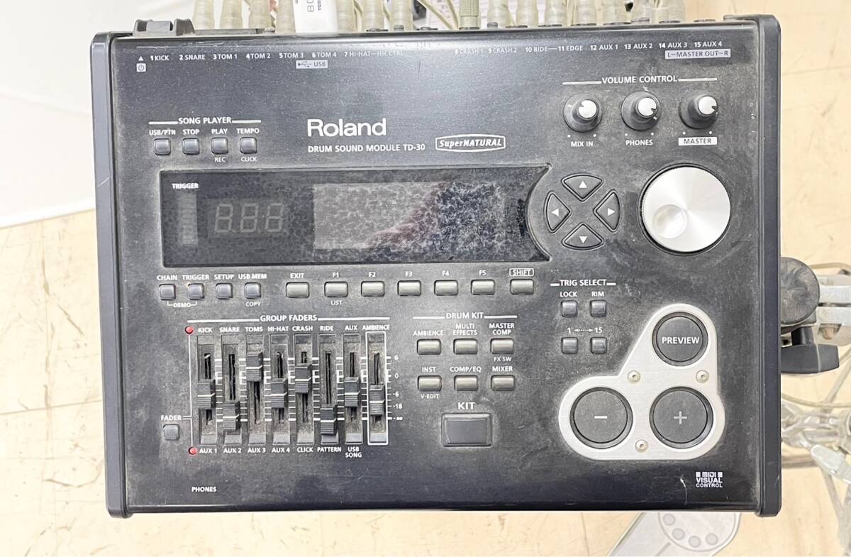 U502-T6-2108 Roland ローランド 電子ドラムセット V-Drums TD-30 本体のみ 椅子有【大型サイズのため直接引取推奨】_画像6