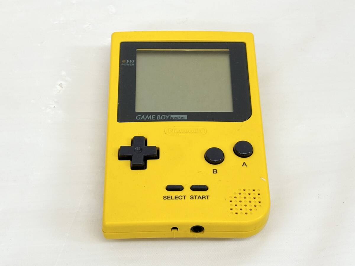 A534-115873 Nintendo 任天堂 GAME BOY pocket ゲームボーイポケット MGB-001 イエロー 箱付き 通電動作OK ③_画像5