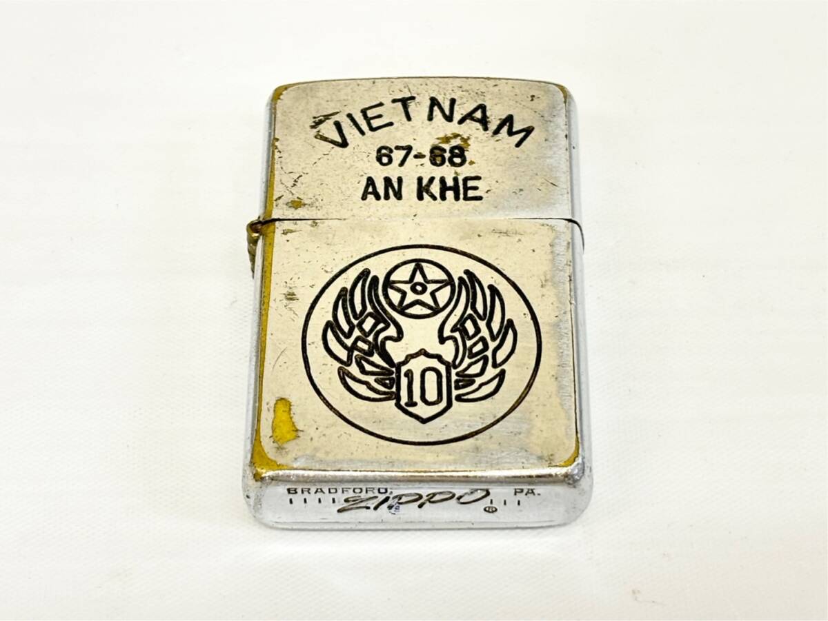 Z512-T20-404 ▲ ZIPPO ジッポ TIETNAM 67-88 AN KHE シルバー 柄あり 火花あり 1987年 喫煙具 ⑥_画像1