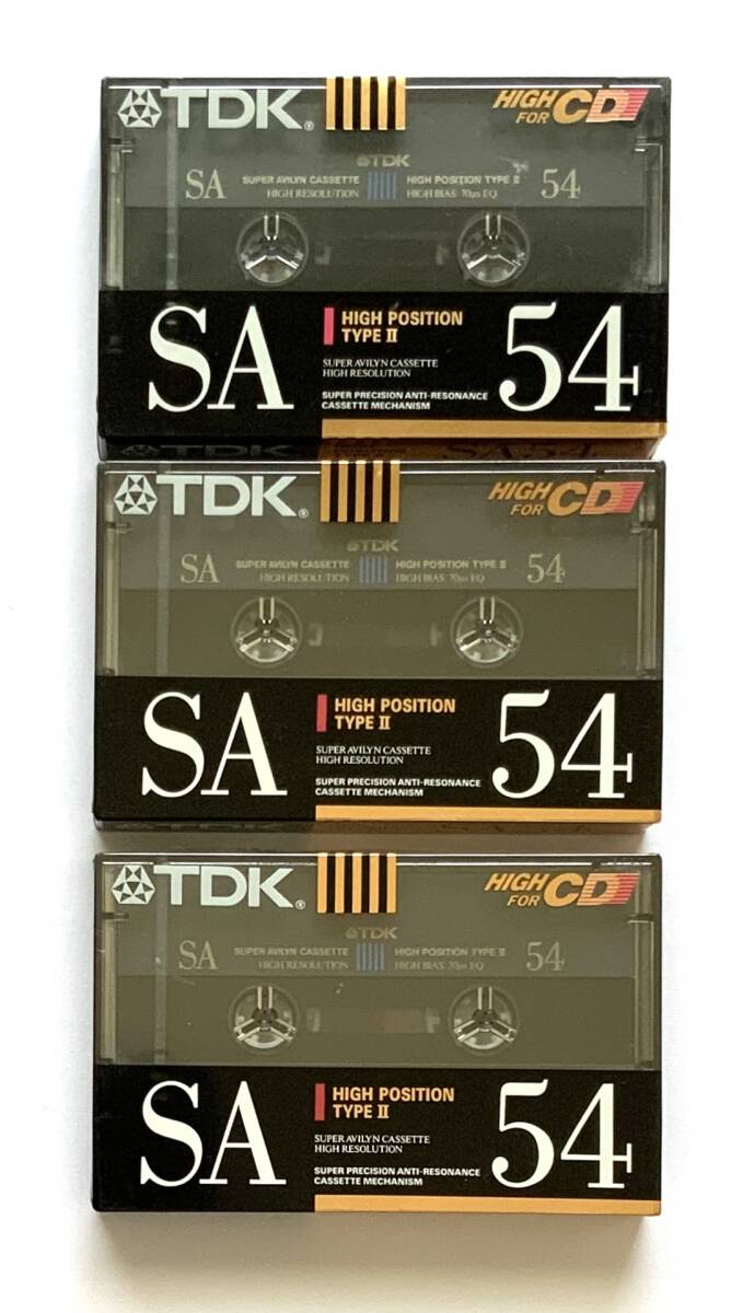 0510-4 未開封 TDK ハイポジカセットテープ SA 54：3本　HIGH POSITION TYPEⅡ_画像1