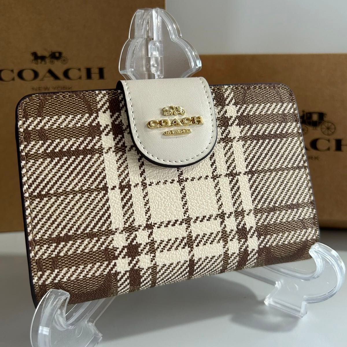 COACH 二つ折り財布 C6011 カーキ×チョークマルチ アウトレット