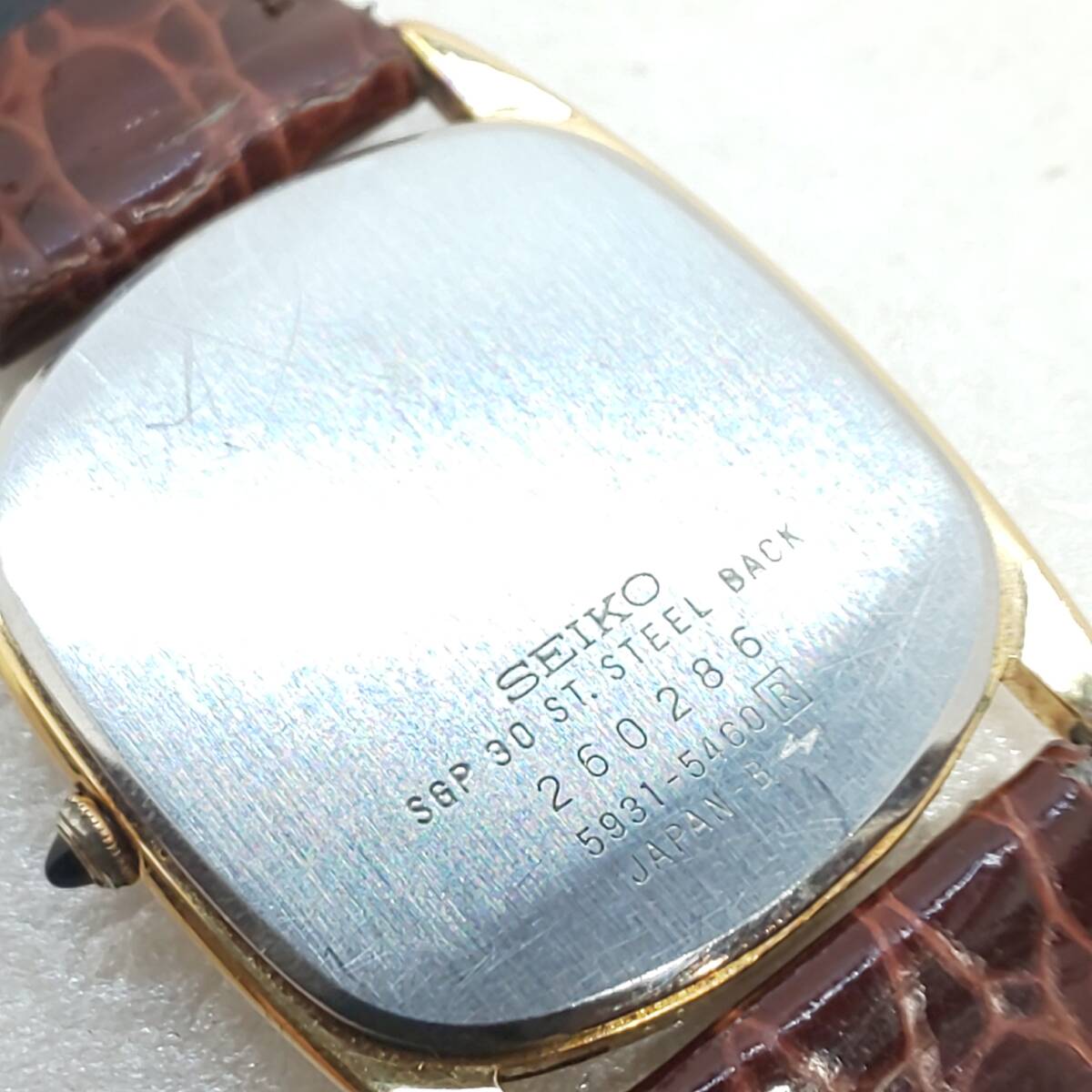 ** Seiko **SEIKO Dolce 5931-5460 Dolce Gold face SGP30 case men's wristwatch battery replaced * collection emission 