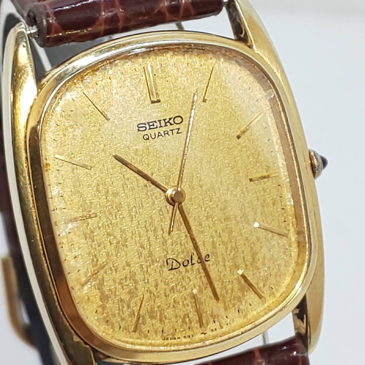 ** Seiko **SEIKO Dolce 5931-5460 Dolce Gold face SGP30 case men's wristwatch battery replaced * collection emission 