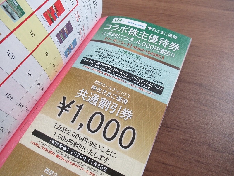 ★送料無料★西武ホールディングス 株主優待券 冊子（1,000株以上） 1冊 有効期限:2024年11月30日_画像2