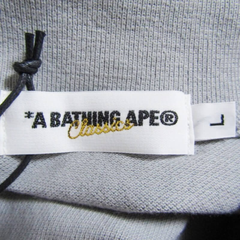 未使用 A BATHING APE Classics アベイシングエイプ 半袖ポロシャツ グラデーション コットン 日本製 グレー/ブラック L 27105982_画像7