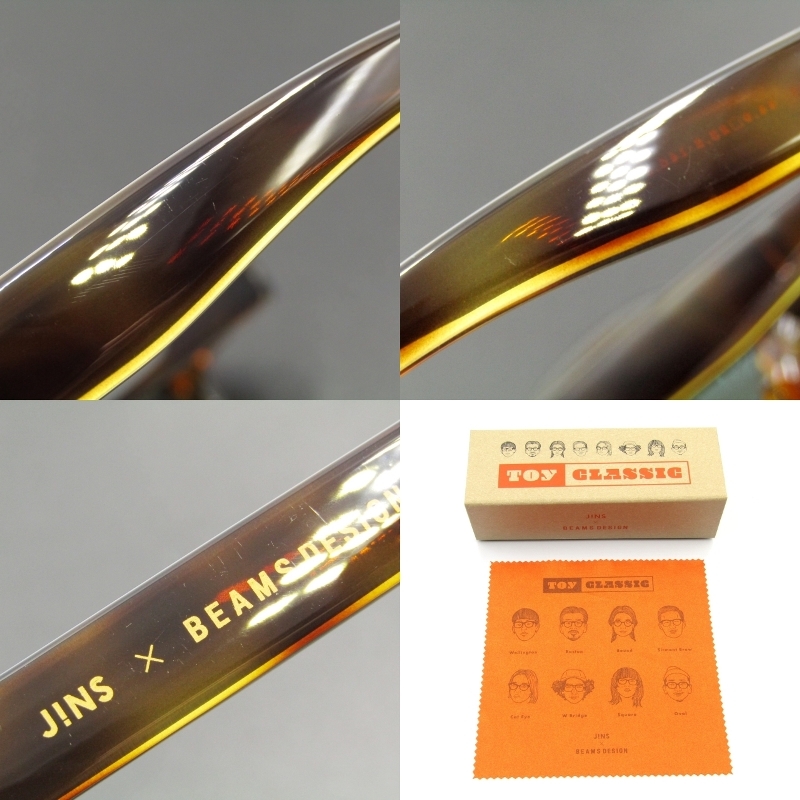 美品 JINS × BEAMS DESIGN ジンズ ビームス メガネフレーム TOY CLASSIC UGF-23A-034 ボストン 中国製 23 イエローデミ 度入り 65005948_画像9