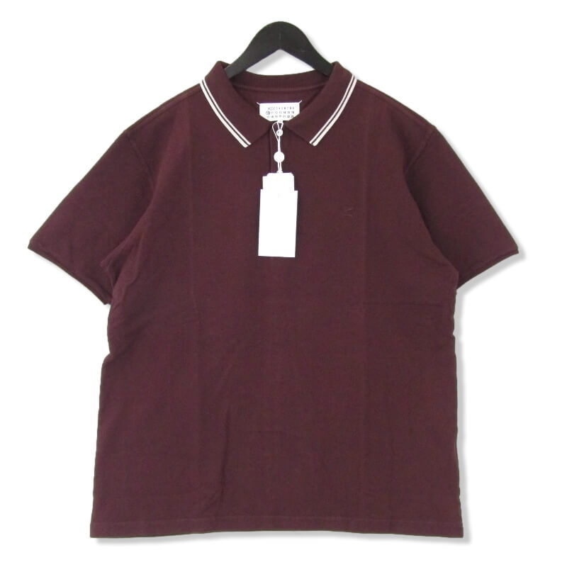 未使用 Maison Margiela メゾンマルジェラ 半袖ポロシャツ S51GL0044 S24510 M LOGO POLO SHIRT Mロゴ ワイン L 30012759_画像1