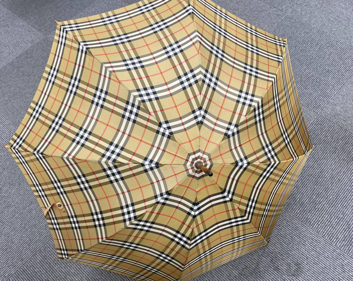 【4350】★未使用品★BURBERRY バーバリー ノバチェック アンブレラ 傘 ベージュ ブラウン 66cm チェック柄 全長約・95cm 美品 日本製の画像1