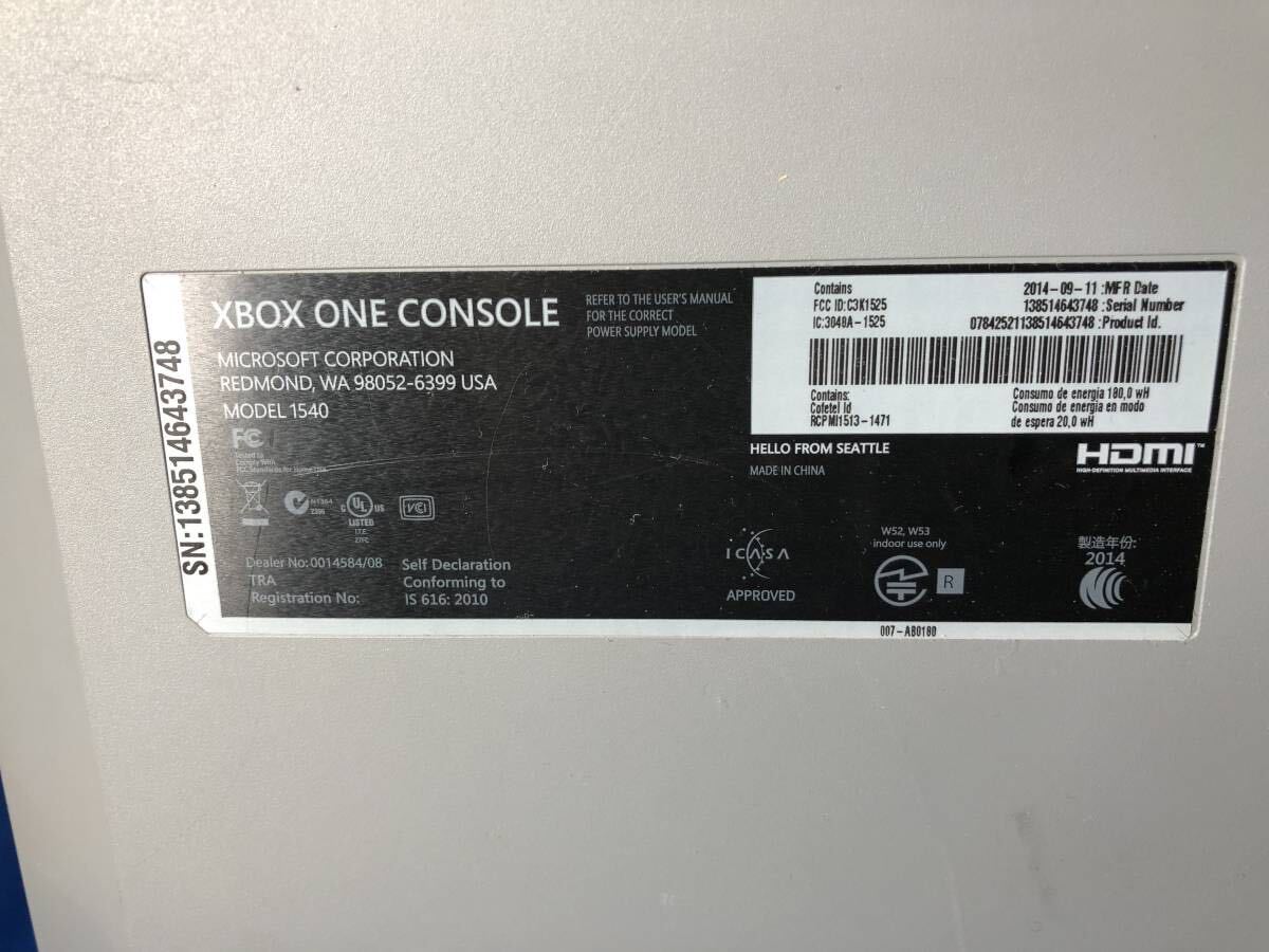 XboxOne Microsoft マイクロソフト 本体＋電源コードの画像3