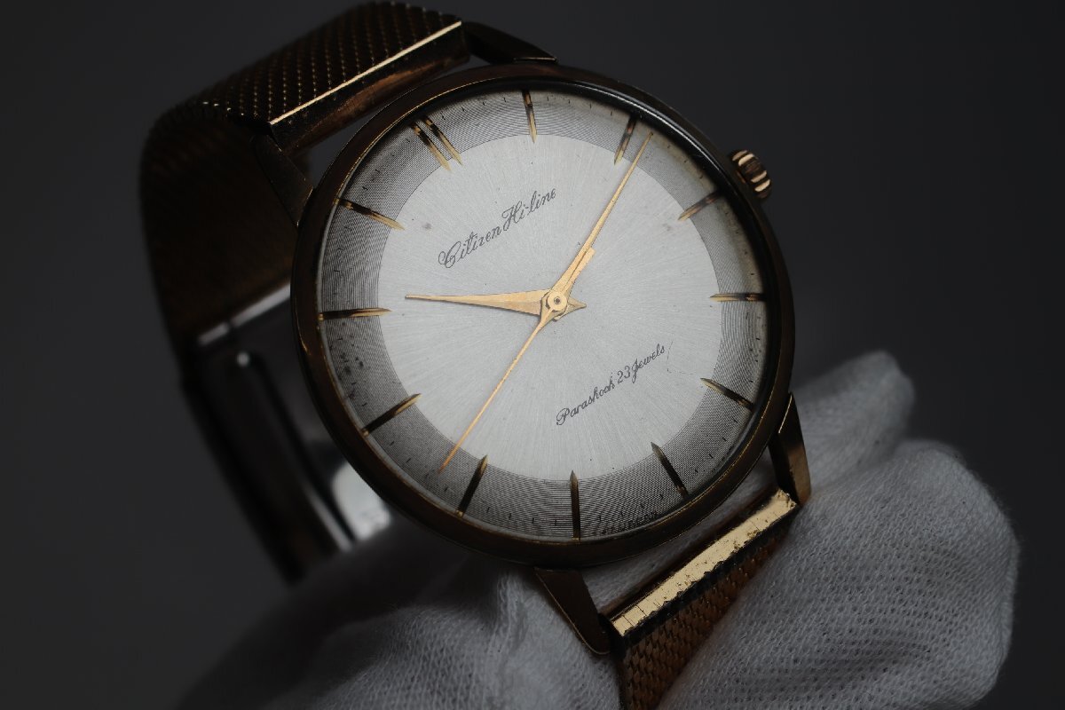 ★CITIZEN Hiline シチズン ハイライン パラショック HL51507081 14K GOLD FILLED 手巻き メンズ 腕時計 2174-TEの画像9